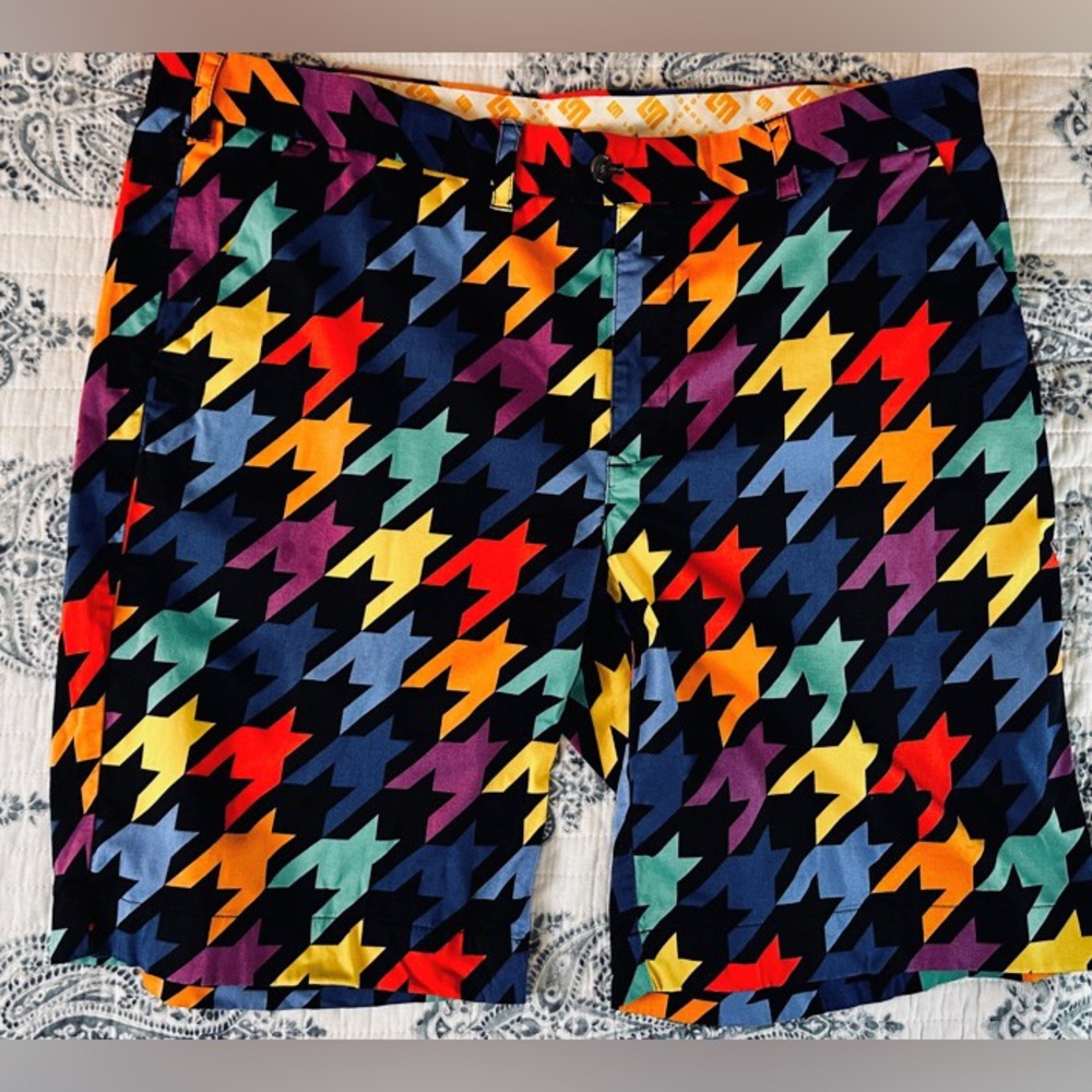 Loudmouth rainbow Houndstooth Golf Shorts Men’s‎ 36 performance stretch